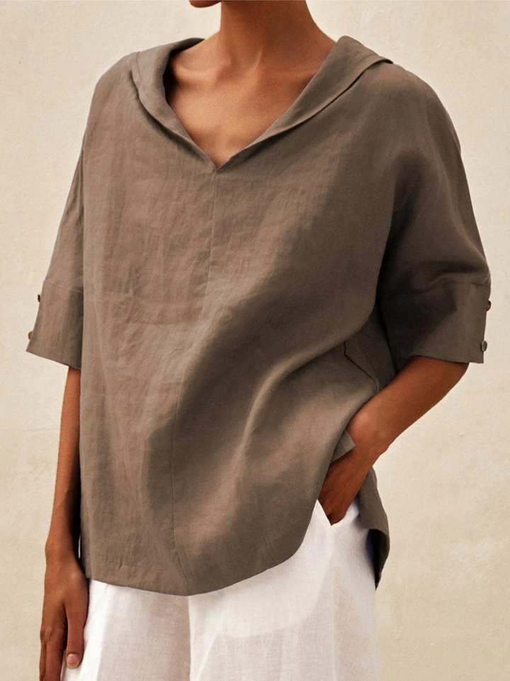 Beatrice | Casual linen V-neck shirt for women