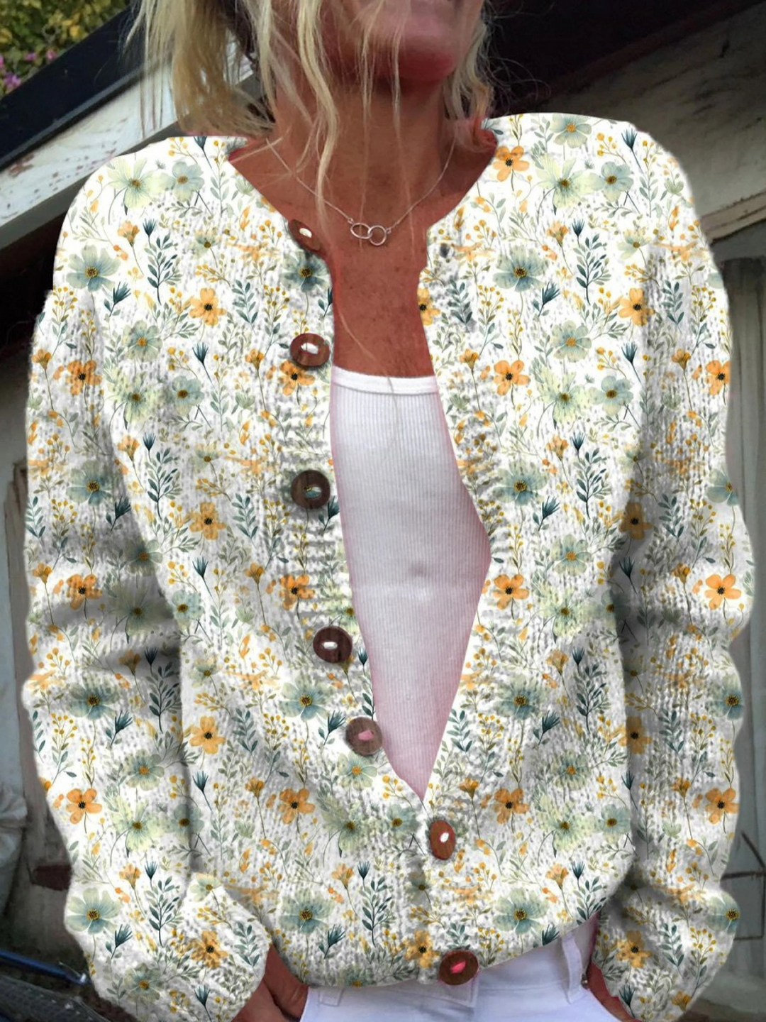 Emily | Watercolor Buttoned Cardigan