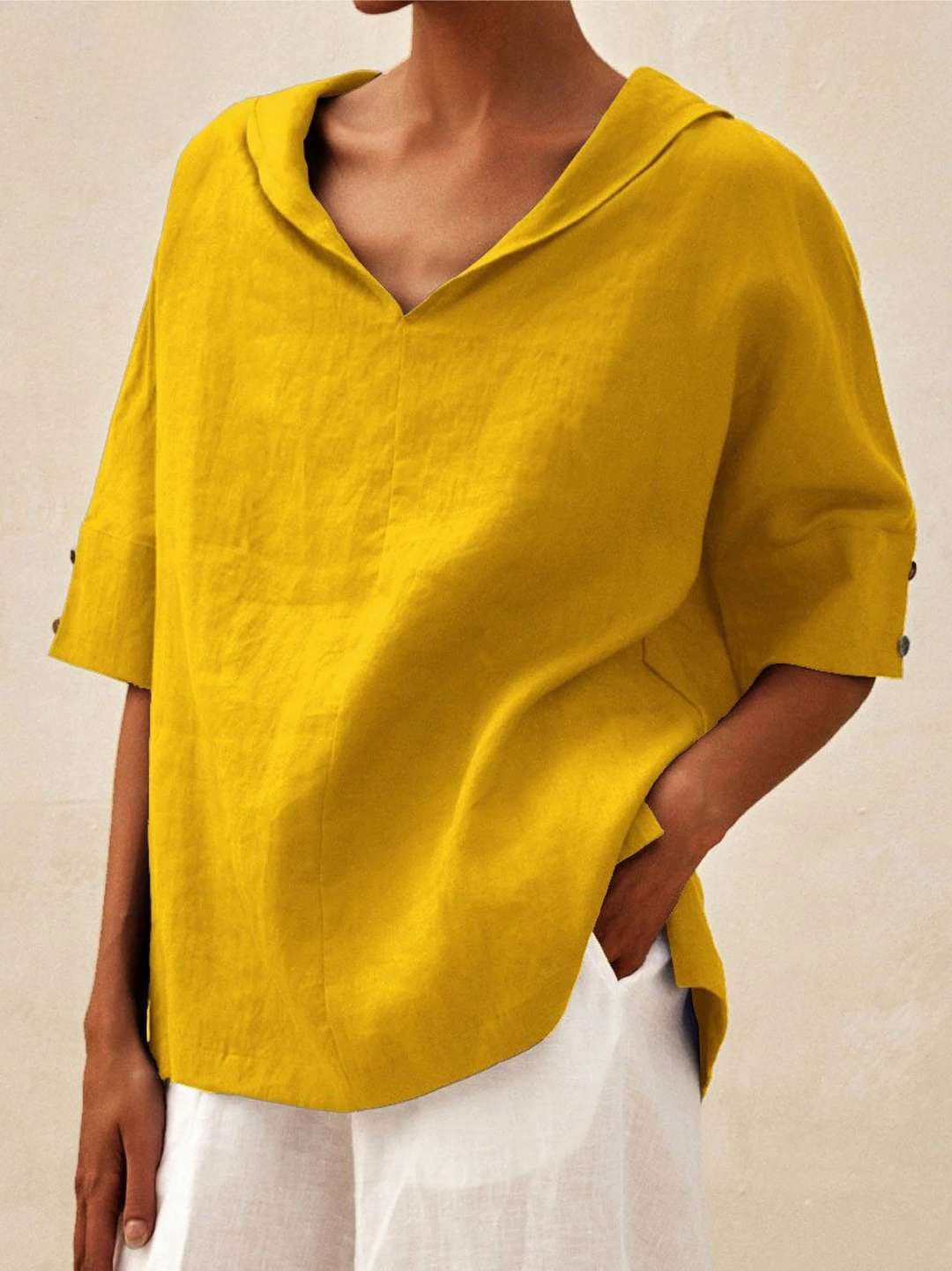 Beatrice | Casual linen V-neck shirt for women