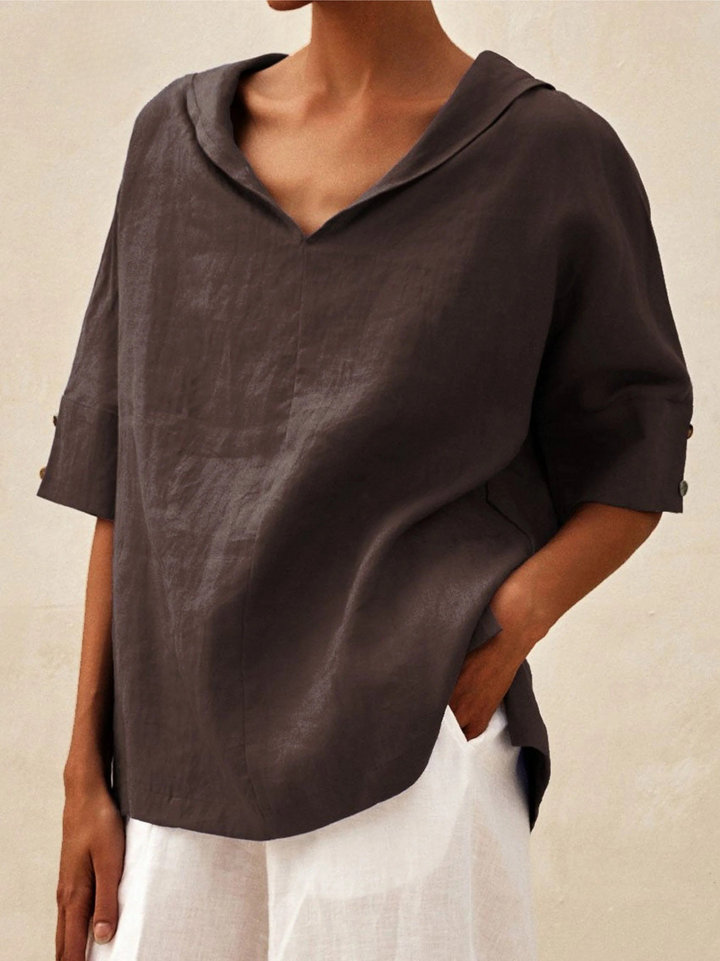 Beatrice | Casual linen V-neck shirt for women
