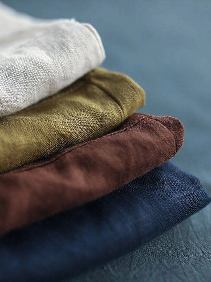 Daphne | Casual long sleeve high neck blouses for women in cotton and linen