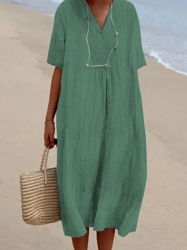 Faye | Elegant and comfortable short-sleeve solid color dress