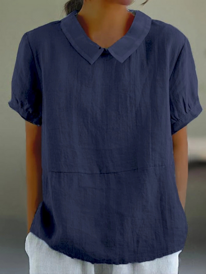 Rosalind | Plain blue short-sleeve T-shirt with round neckline