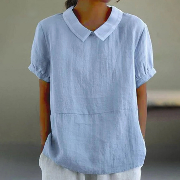Rosalind | Plain blue short-sleeve T-shirt with round neckline