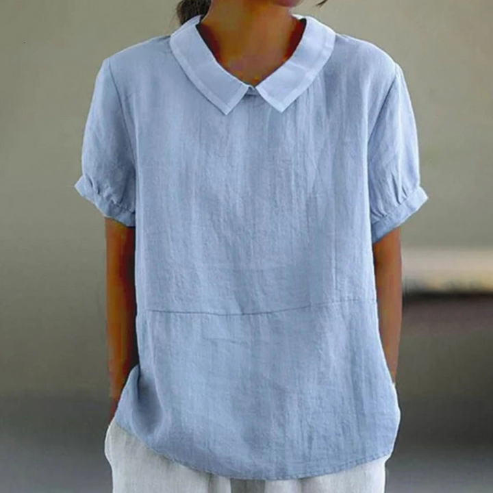 Rosalind | Plain blue short-sleeve T-shirt with round neckline