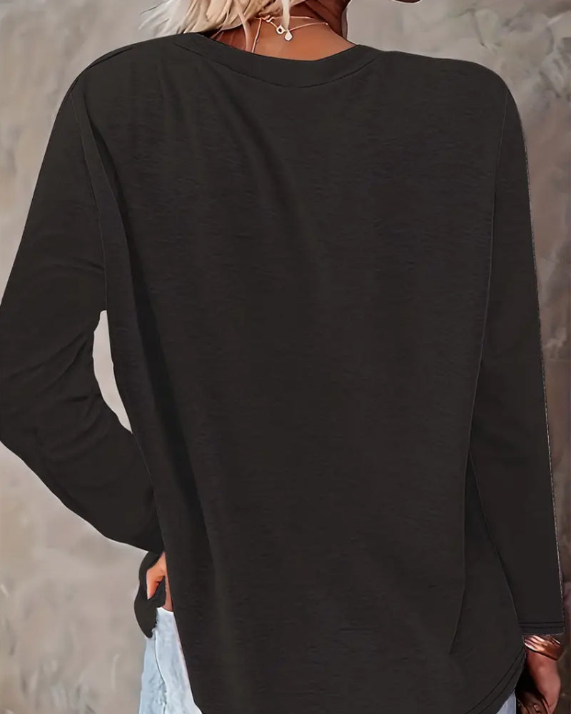 Keira | Casual Long Sleeve Crew Neck Top with Snowman Print