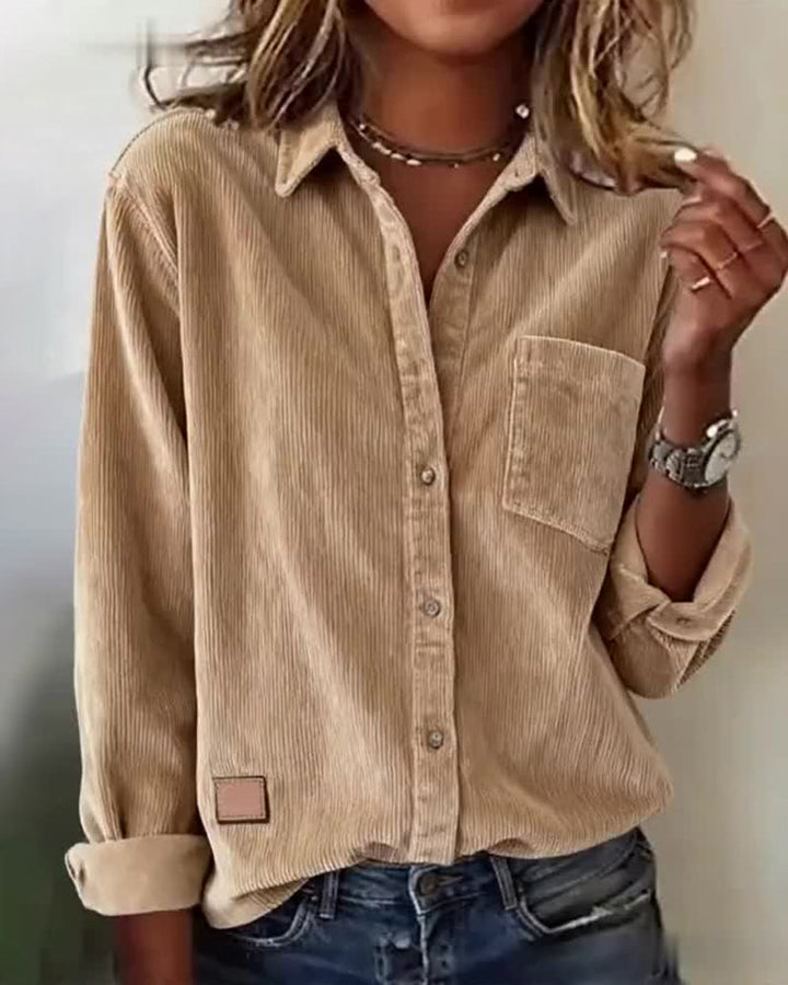 Tara | Trendy Corduroy Shirt with Revers