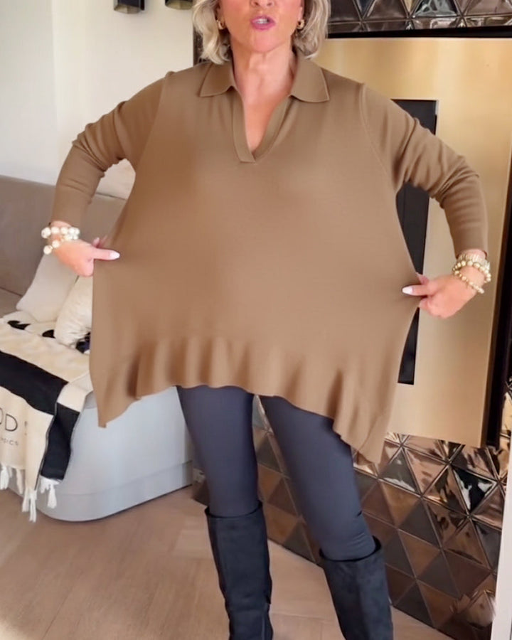 Florina | Irregular Collar Top with Long Sleeves