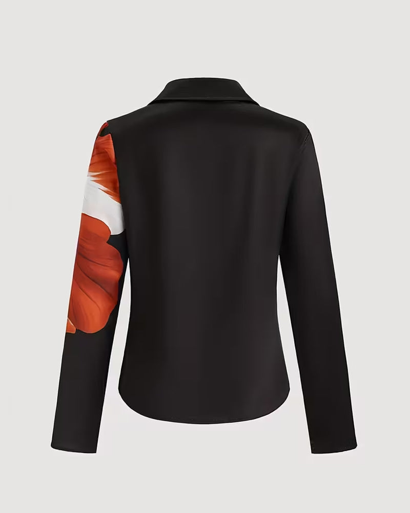 Briony | Printed Right Shoulder Reversed Blouse