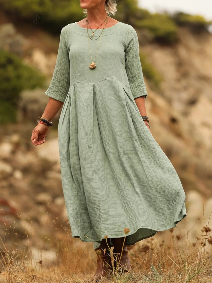 Elena | Dress with cotton and linen pleats, super comfortable