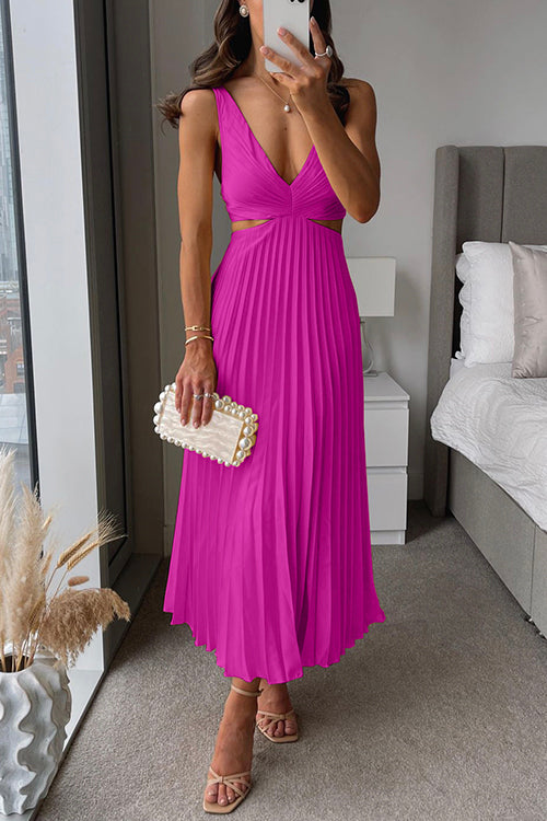 Lotus - Elegant pleated evening midi dress for women