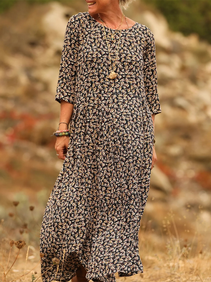 Elena | Dress with cotton and linen pleats, super comfortable