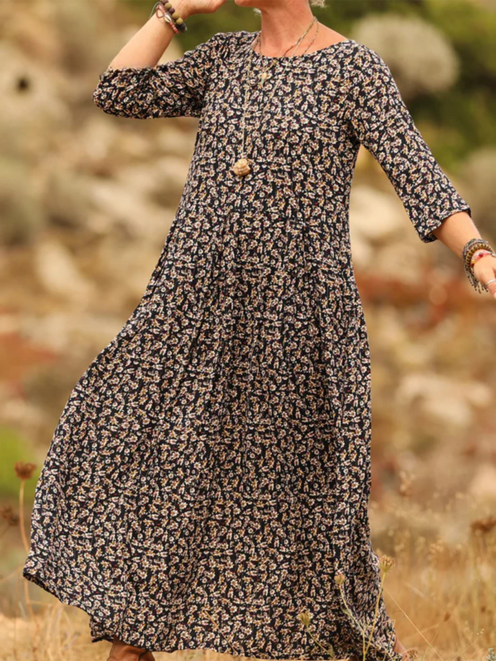 Elena | Dress with cotton and linen pleats, super comfortable