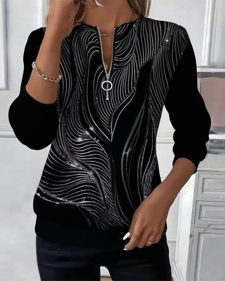 Helena | Casual Printed Zip-Up Sweatshirt