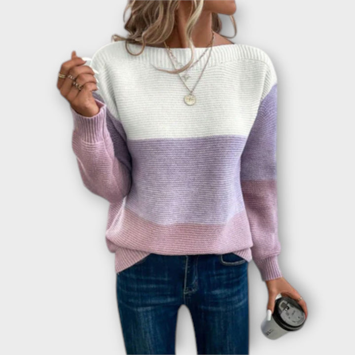 Tessa | Chic Three-Color Patchwork Sweater for a Stylish Look