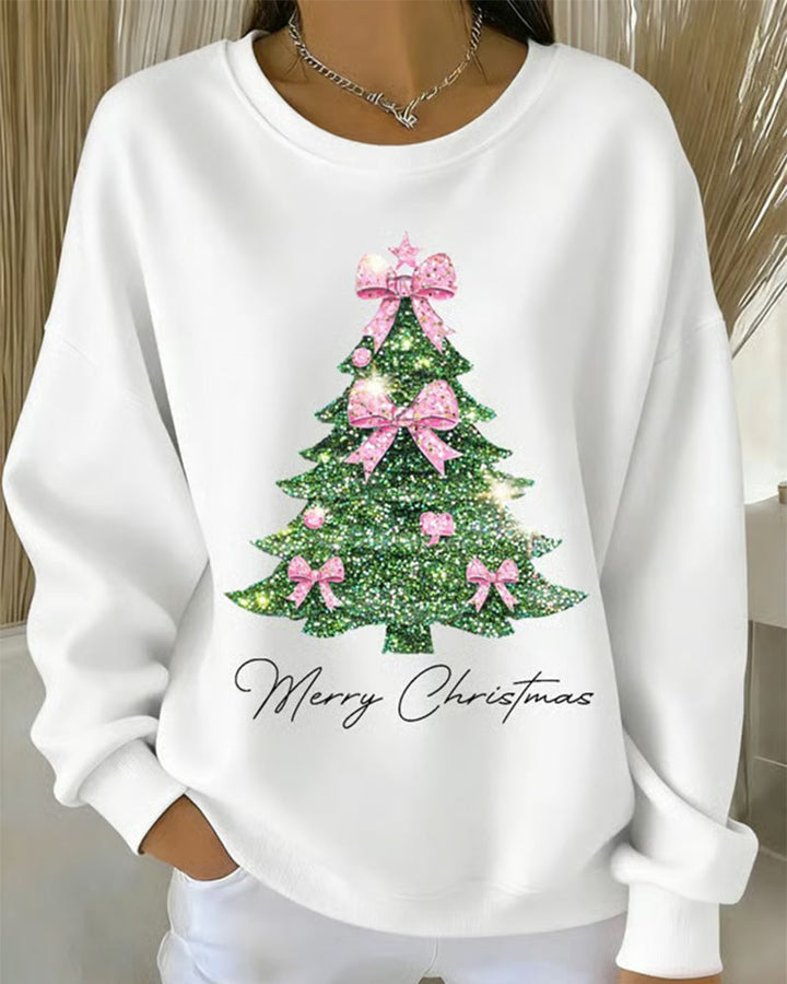 Aubrey | Round Neck Long Sleeve Christmas Printed Sweatshirt
