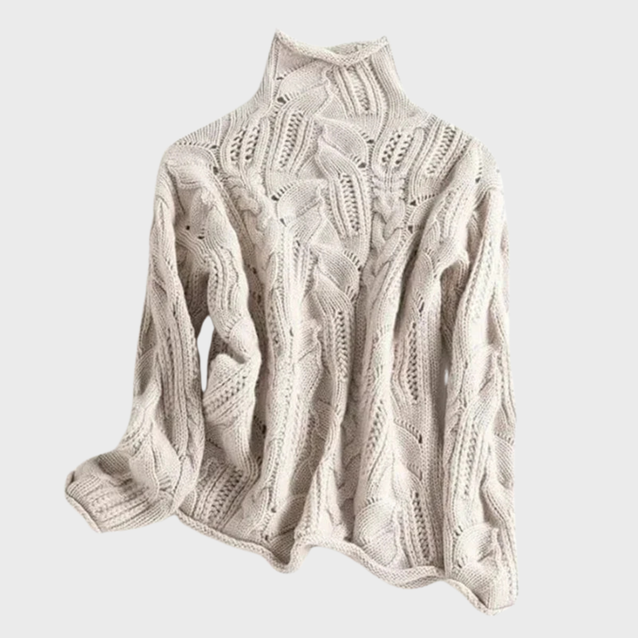 Thea | Cashmere Turtleneck with Braid Detailing