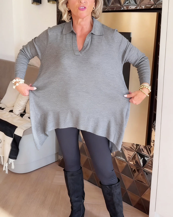 Florina | Irregular Collar Top with Long Sleeves