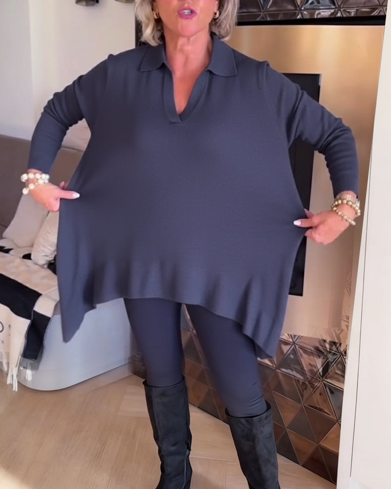 Florina | Irregular Collar Top with Long Sleeves