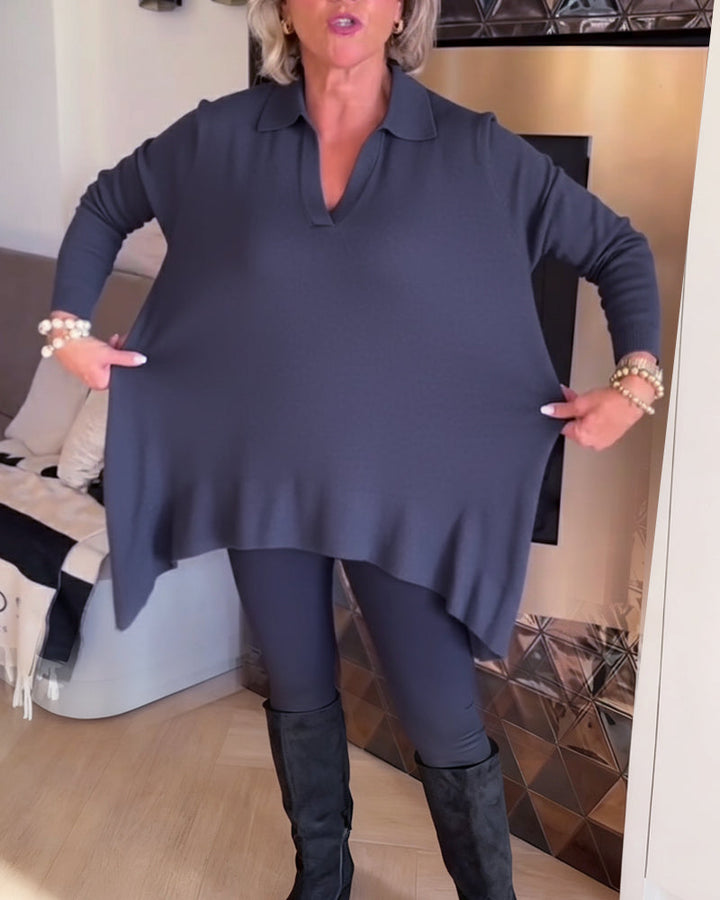 Florina | Irregular Collar Top with Long Sleeves