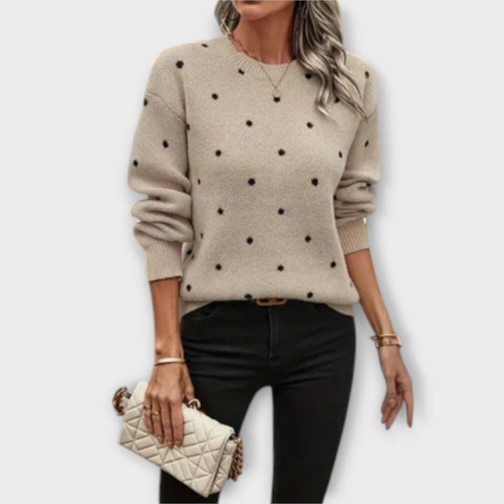 Orla | Casual Knit Autumn Sweater with Polka Dot Pattern