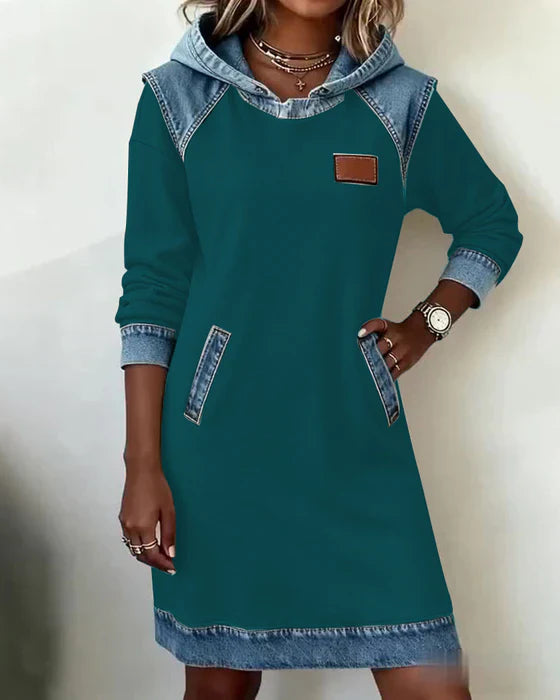 Asha - Casual Hooded Dress with Contrasting Style