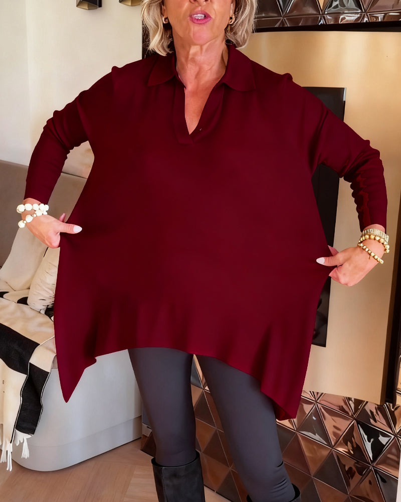 Florina | Irregular Collar Top with Long Sleeves