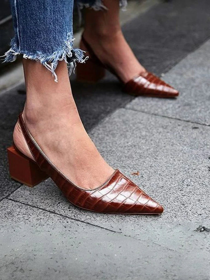 Mae | Croc Effect Slingback Heels