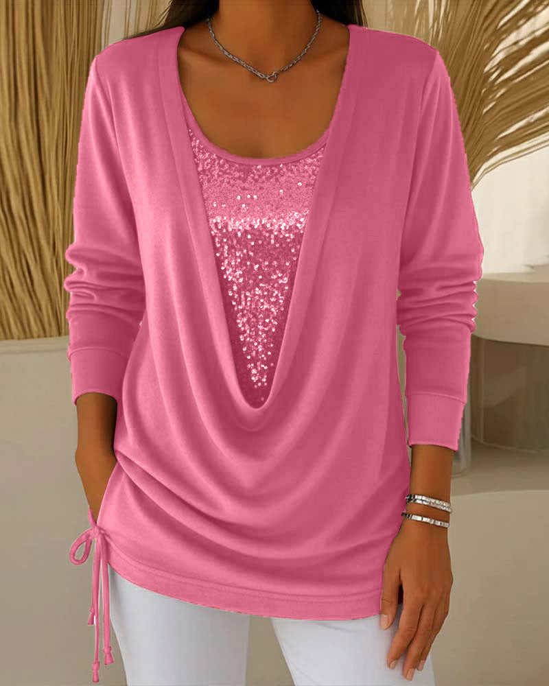 Elspeth | Two-Tone Sequin Top Effect Two-in-One