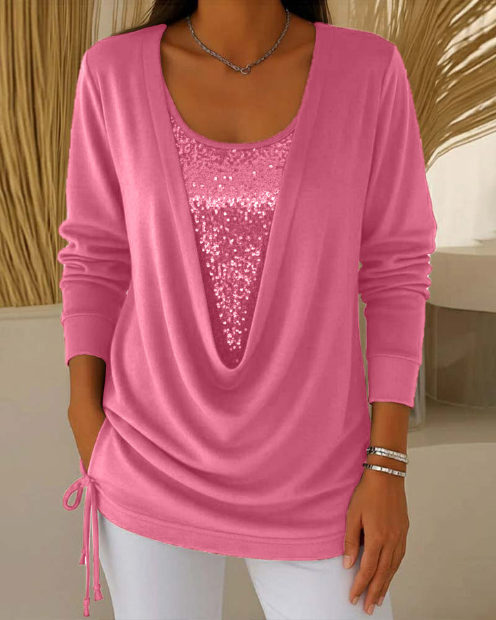 Elspeth | Two-Tone Sequin Top Effect Two-in-One