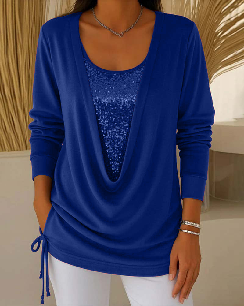 Elspeth | Two-Tone Sequin Top Effect Two-in-One