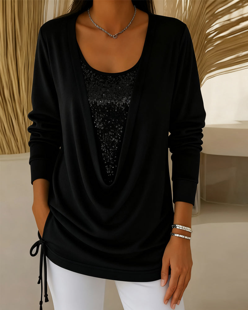 Elspeth | Two-Tone Sequin Top Effect Two-in-One