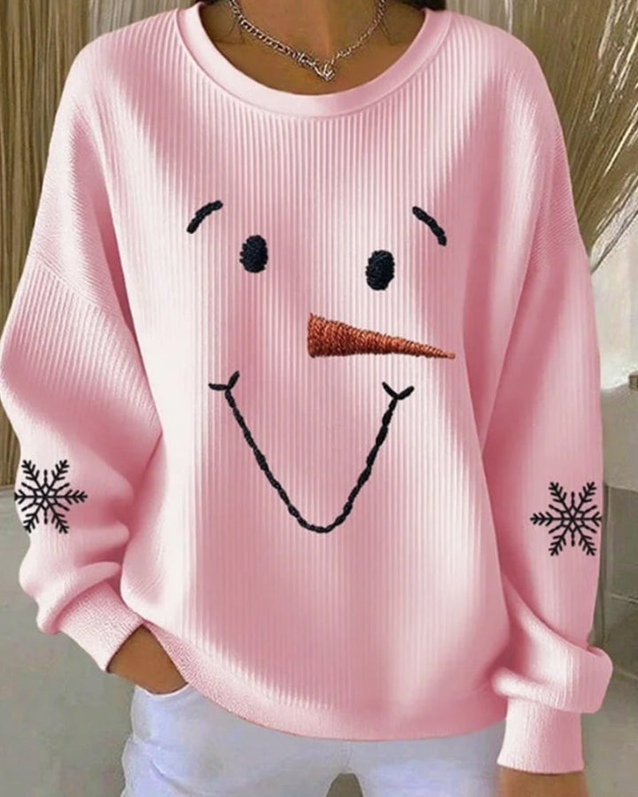 Casey | Printed Snowman Sweatshirt with Round Neck