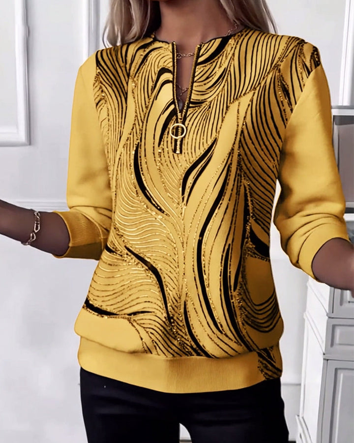 Helena | Casual Printed Zip-Up Sweatshirt