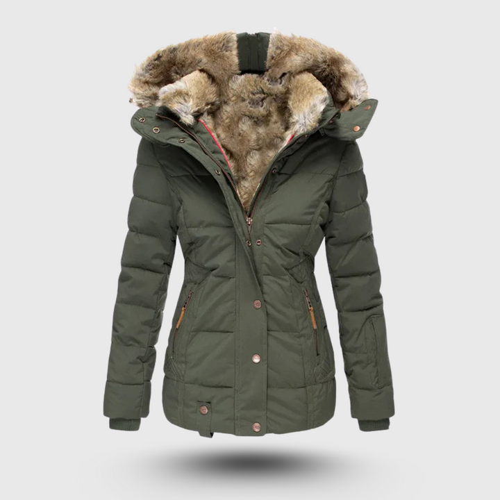 Elaine  – Winter Jacket with Fluffy Collar and Slim Fit