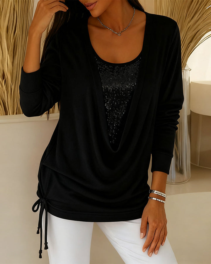 Elspeth | Two-Tone Sequin Top Effect Two-in-One