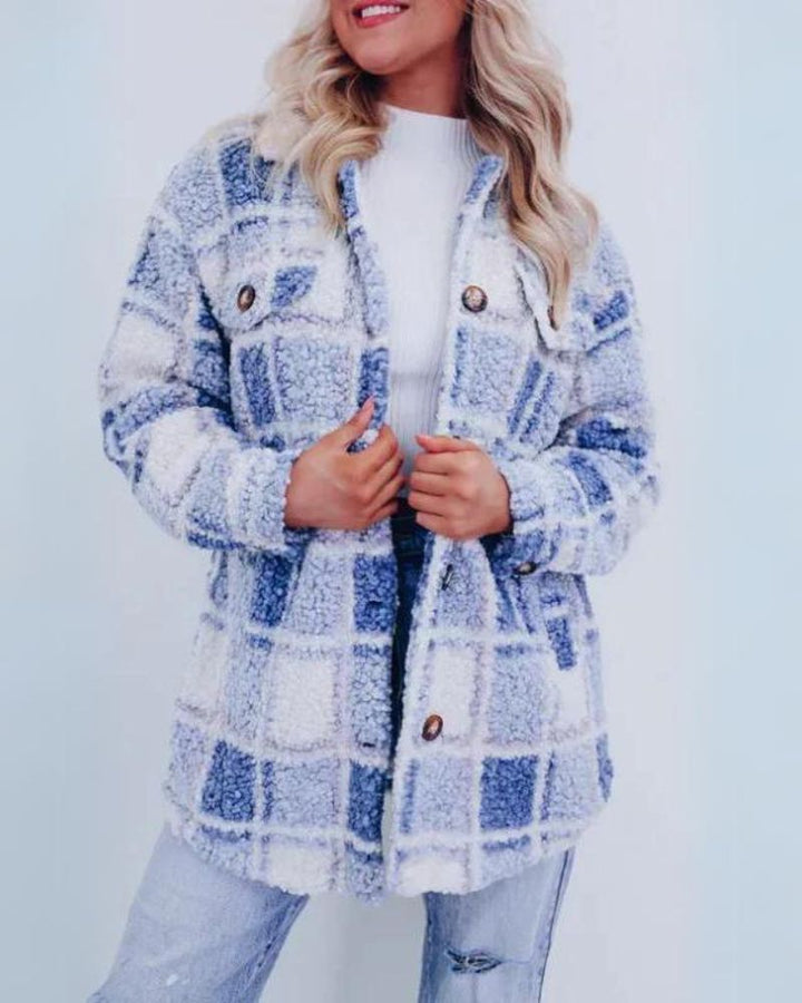 Elinara - Polar Fleece Plaid Jacket