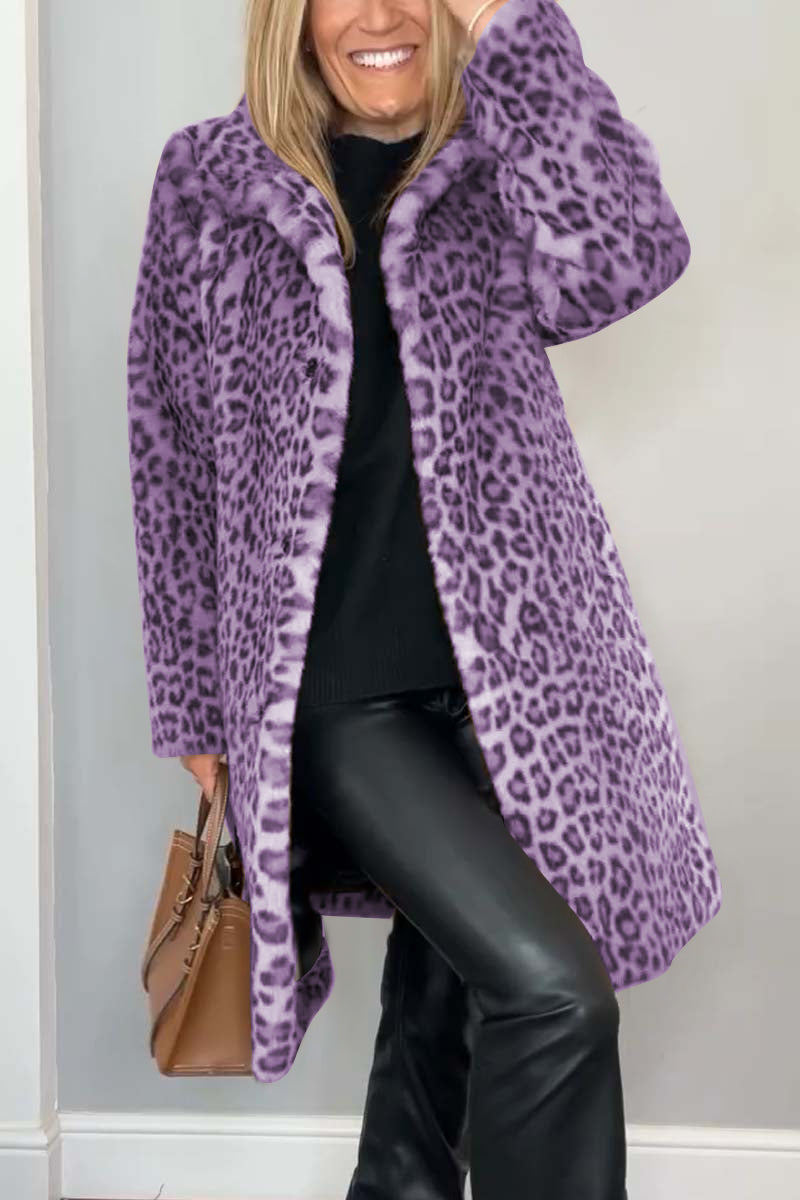 Lizzie | Long leopard print coat for bold elegance