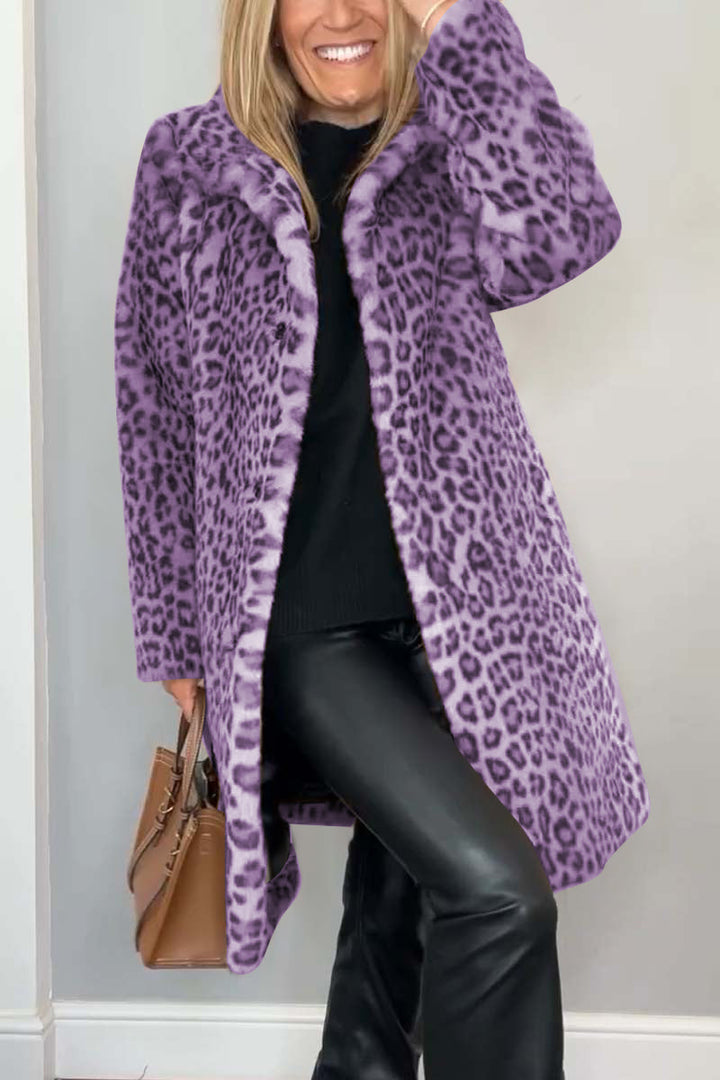 Lizzie | Long leopard print coat for bold elegance