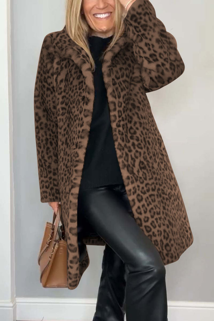 Lizzie | Long leopard print coat for bold elegance