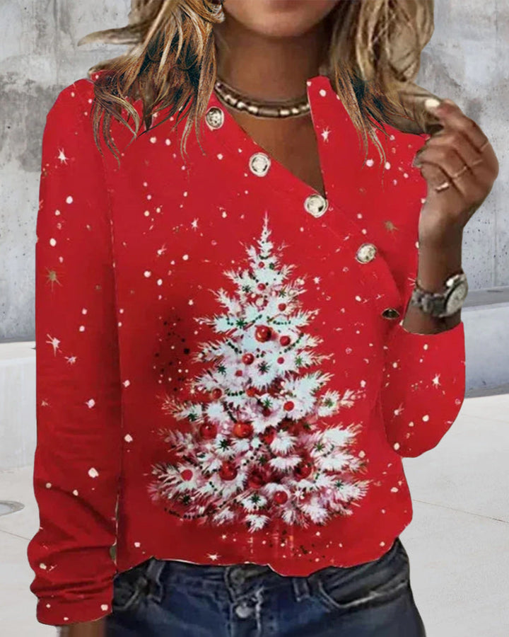Etta | Button on the shoulder, Christmas tree print