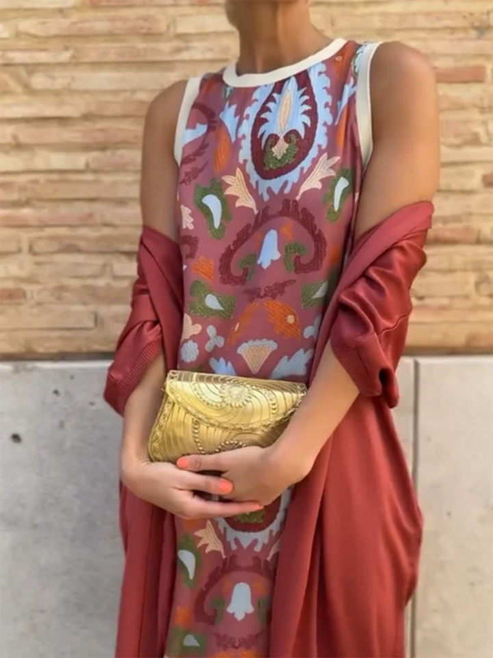 Lydia | Women’s two-piece satin printed set – cardigan and elegant top