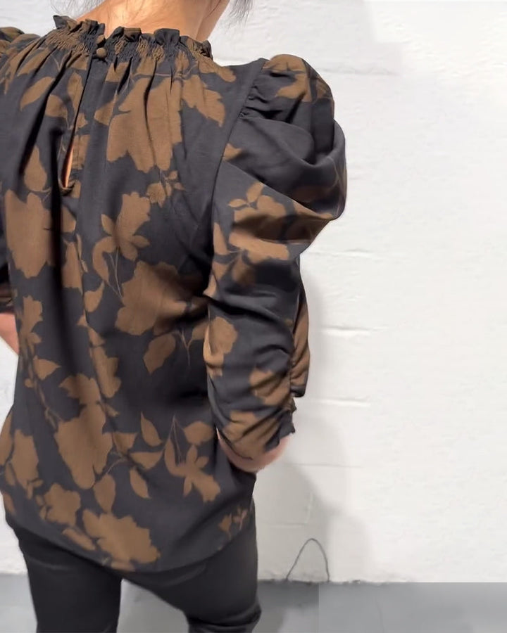 Elodie | Puff Sleeve Ruffled Blouse