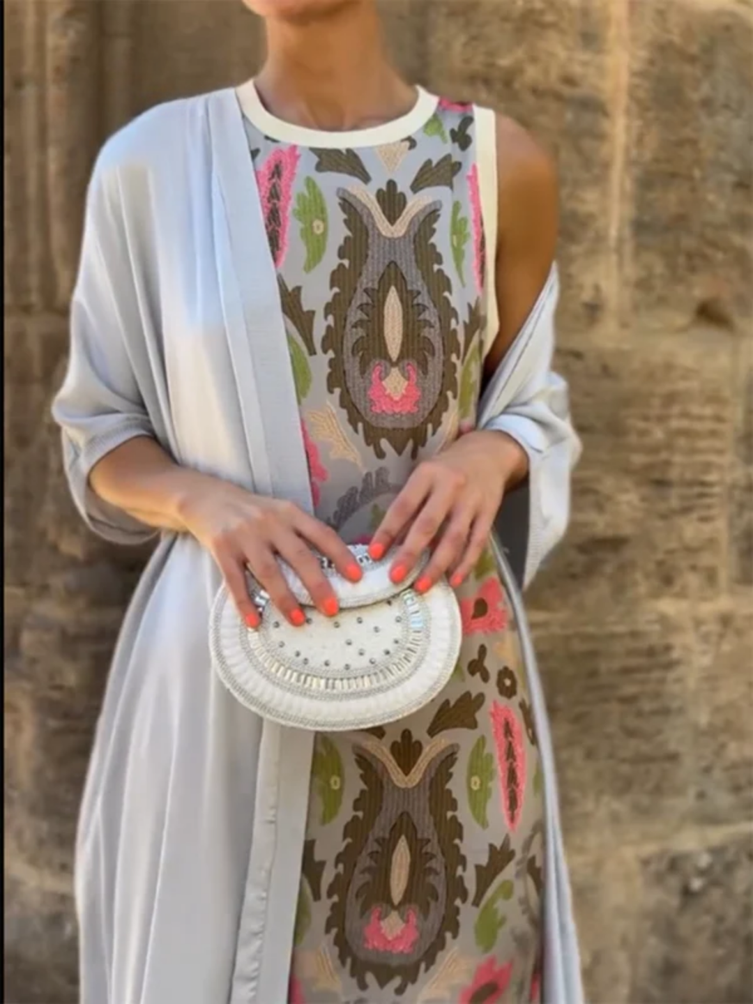 Lydia | Women’s two-piece satin printed set – cardigan and elegant top