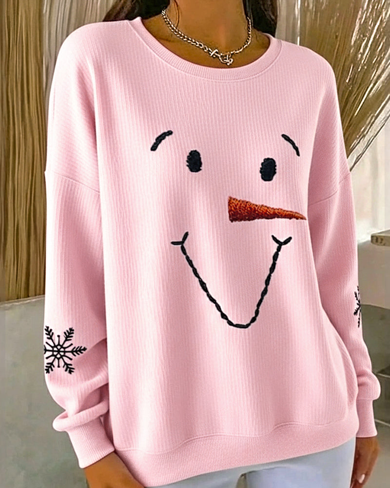 Casey | Printed Snowman Sweatshirt with Round Neck