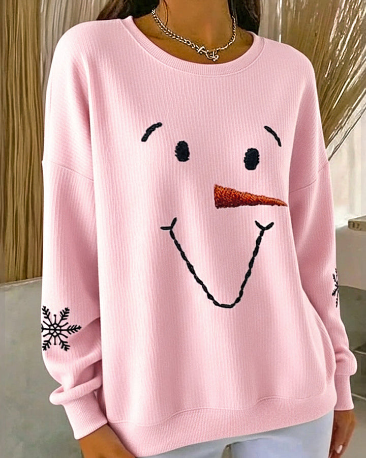 Casey | Printed Snowman Sweatshirt with Round Neck