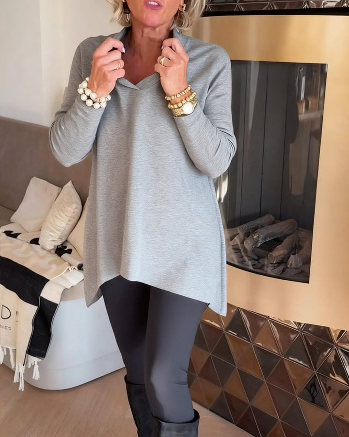 Florina | Irregular Collar Top with Long Sleeves