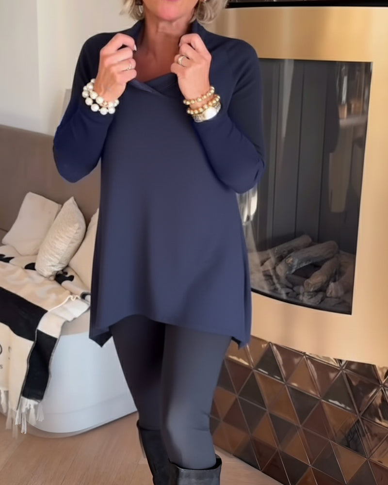 Florina | Irregular Collar Top with Long Sleeves