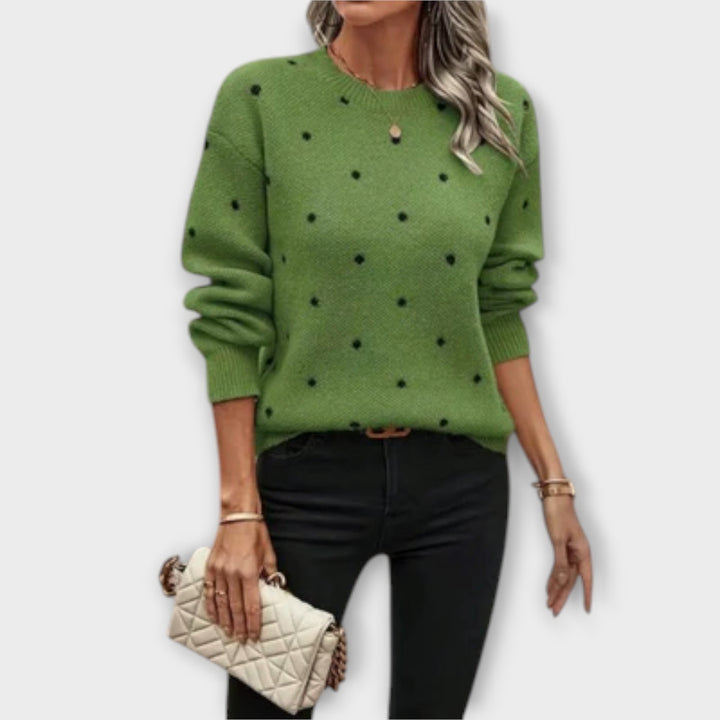 Orla | Casual Knit Autumn Sweater with Polka Dot Pattern
