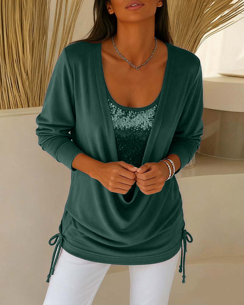 Elspeth | Two-Tone Sequin Top Effect Two-in-One